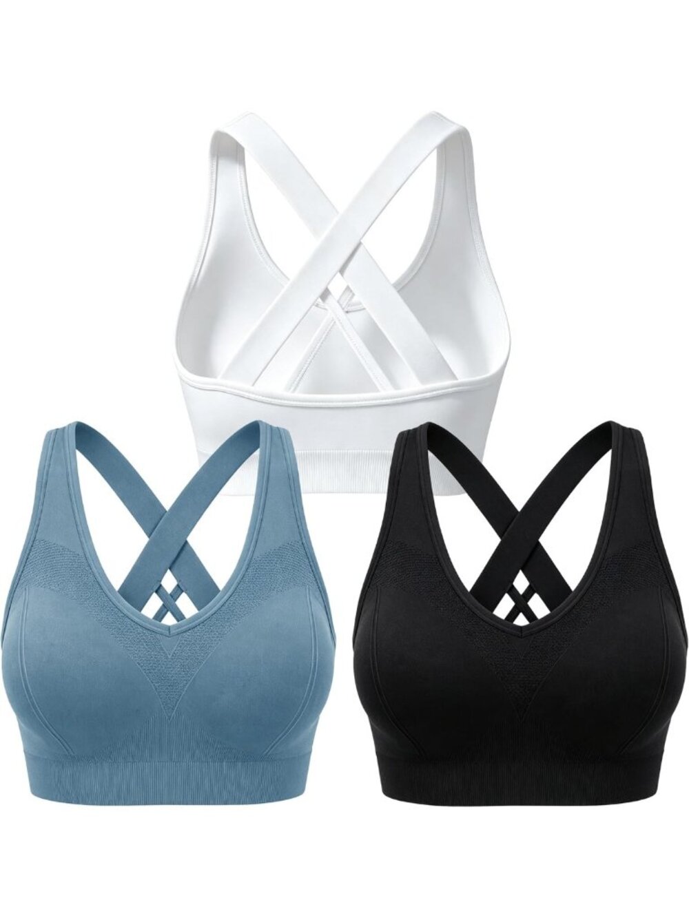 High Impact Sports Bras for Women - Padded Support, 3/5 Pack, Workout Ready